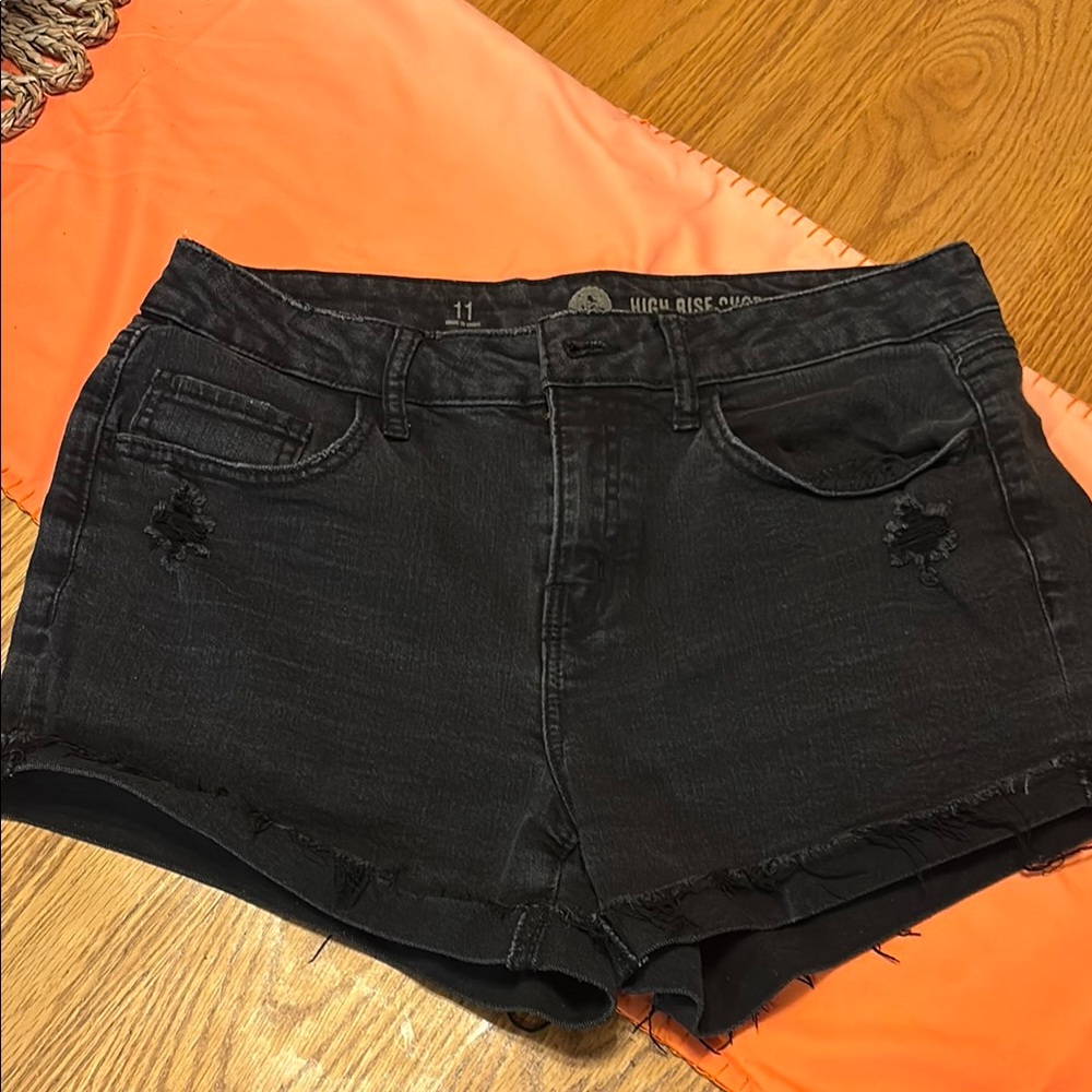 SO Black High Waist Denim Shorts
